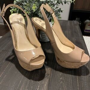 Elegant Tan Peep-Toe Slingback Heels